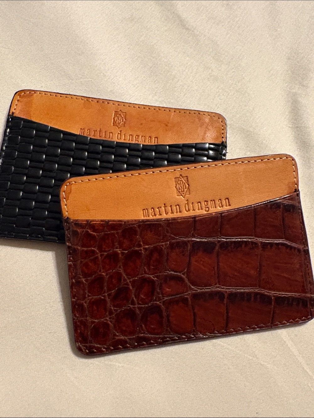 Martin Dingman alligator skin / black leather card holder lot